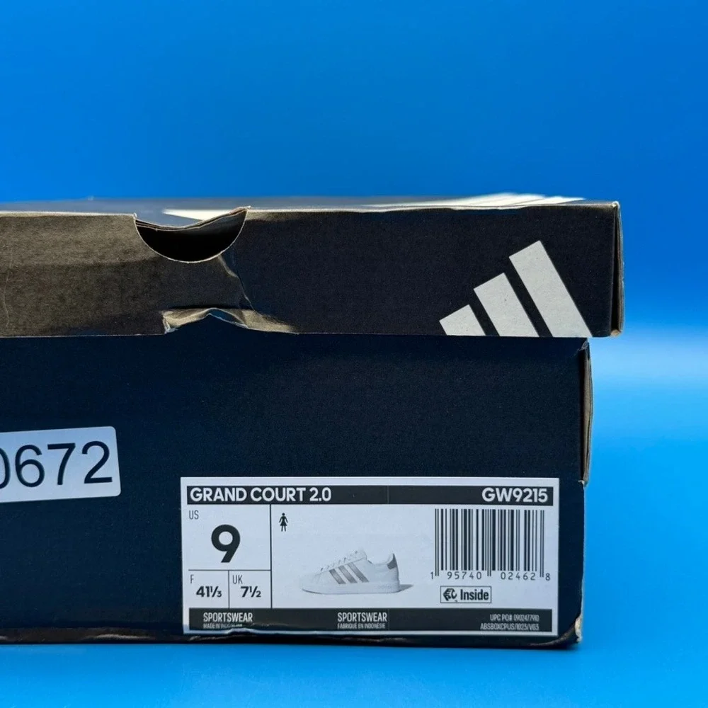 Adidas Grand Court 2.0 White Silver GW9215 Size 9W